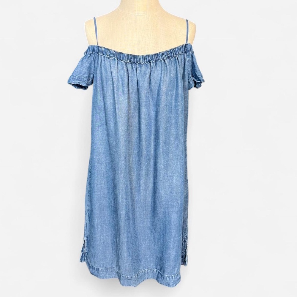 Cloth & Stone Anthropologie Off Shoulder Chambray Dress Short Sleeve Sundress